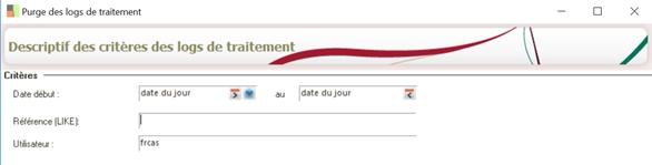 Exemple de critères de la purge de Logs de traitements