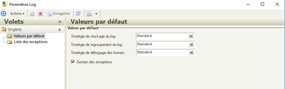 Paramètres du log de traitement