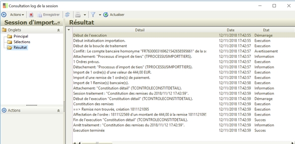 Détails du Log de traitement
