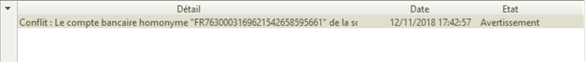 Détail filtré sur les avertissements du Log de traitement