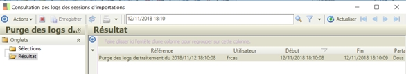 Résultat de la purge de Logs de traitement