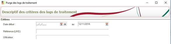 Critères de la purge du Log de traitement