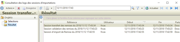 Liste des logs de traitement